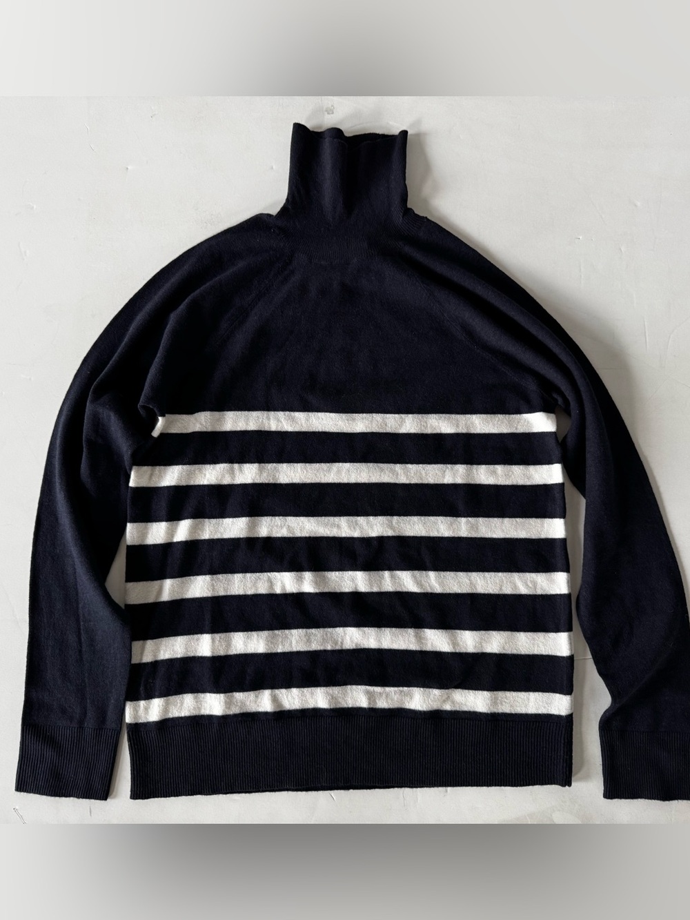 Primark Navy and White Striped Turtleneck Sweater